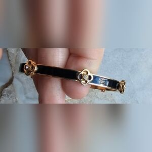 Henri Bendel Gold & Black Clover Bangle Bracelet – Authentic